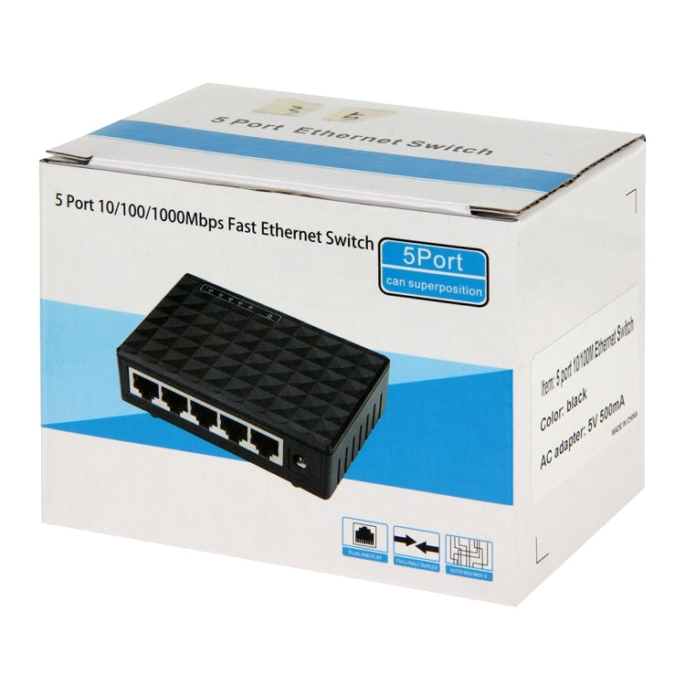 5-Port 10/100/1000 Mbps Ethernet Desktop Switch, 5 Ports 10/100/1000Mbps 5-Port 10/100/1000 Mbps Ethernet Desktop Switch, 5 Ports 10/100/1000Mbps